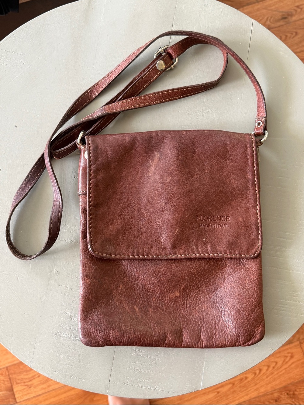 Brown Leather Crossbody Bag. Made in Florence Italy.